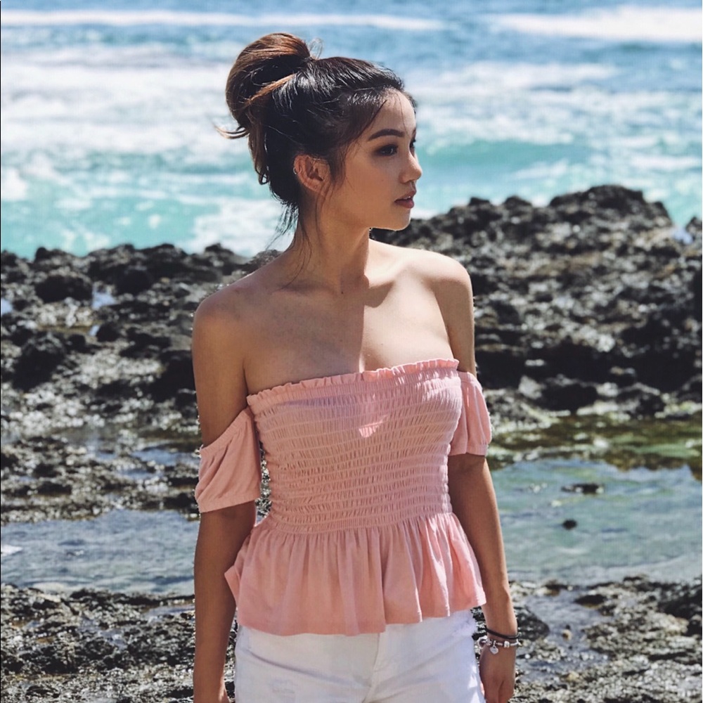 Pink off the shoulder top